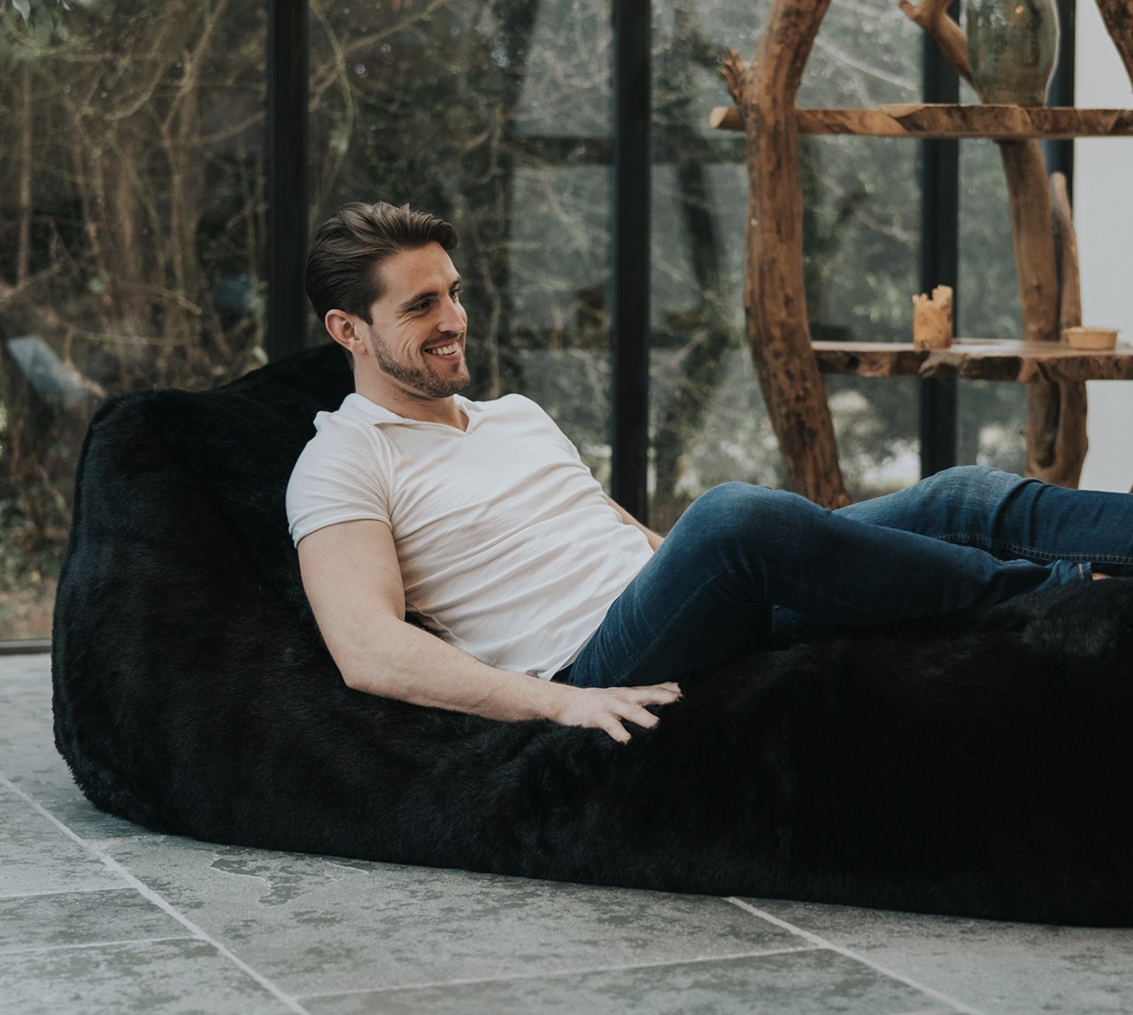 Faux Fur Recliner Bean Bag
